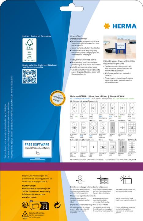 Immagine prodotto HERMA Etichette per dischi ZIP A4