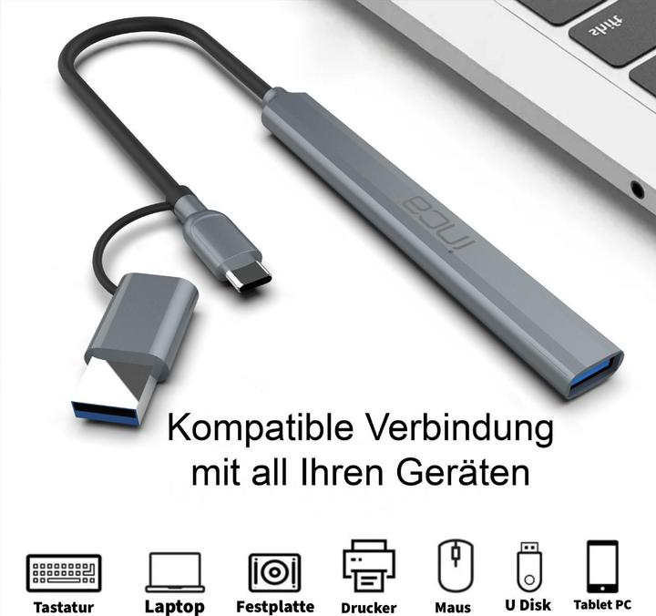Actual product image Inca Adapter IUTP-06TX USB C/A USB 3.0/2.0 + Typ-C, 100W (USB-A, USB-C, 5 ports)