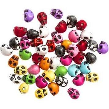 Burga Totenkopfperlen Mehrfarbig 1Cm 48St