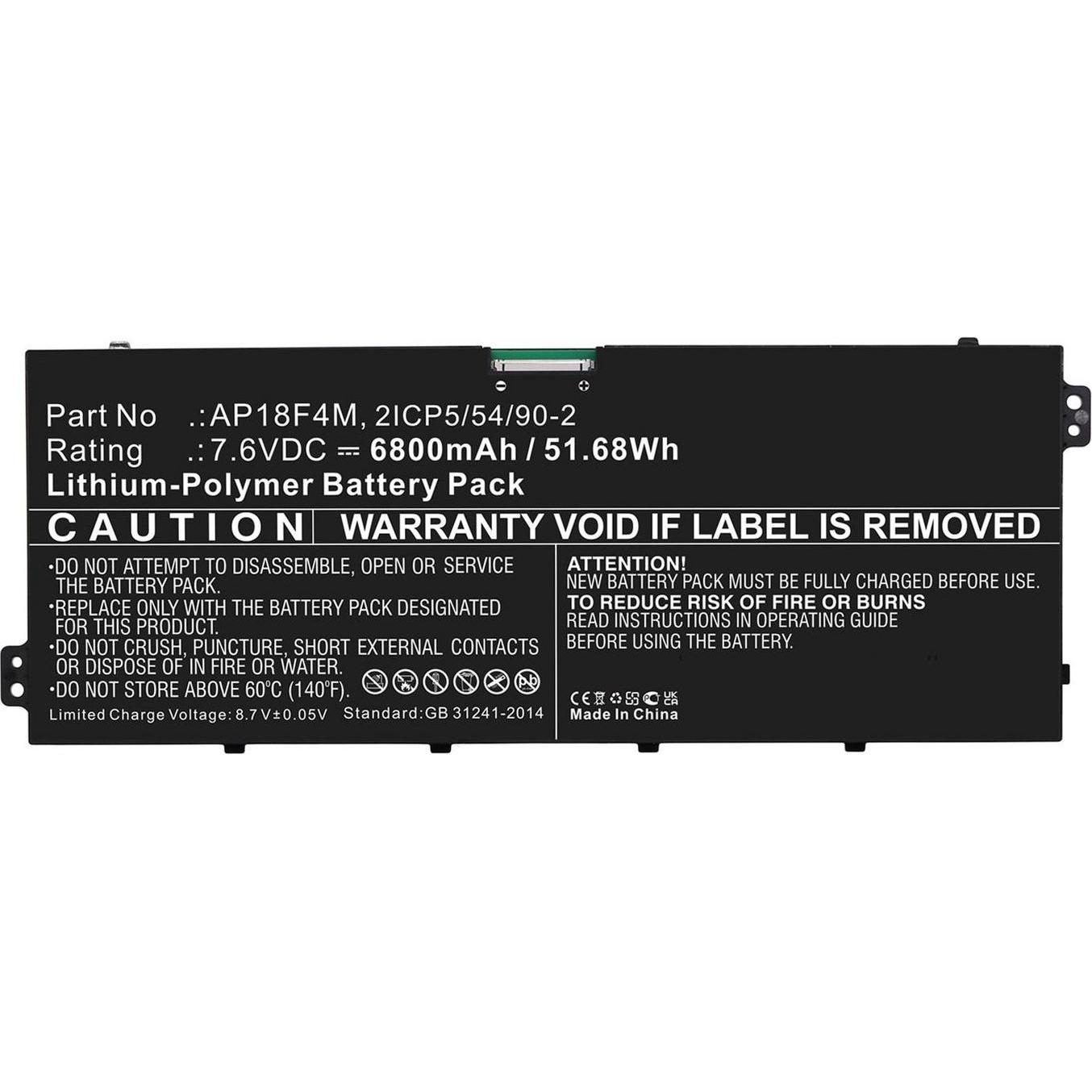 CoreParts Battery for Acer Notebook (6800 mAh), Notebook Akku, Schwarz