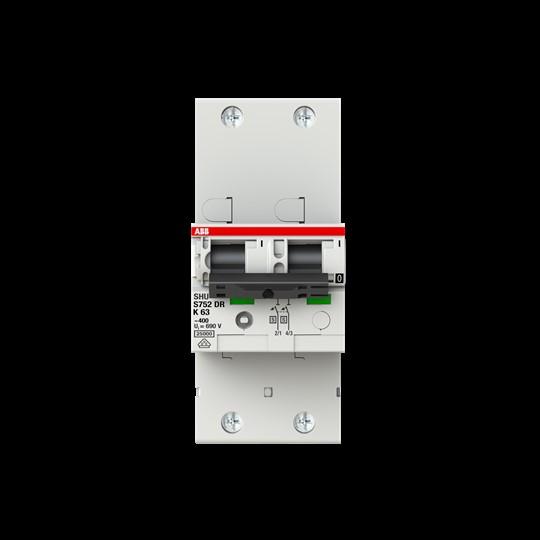 ABB, Schutzschalter, Haupleitungsschutzschalter 63A K 25kA 2P S752DR-K6