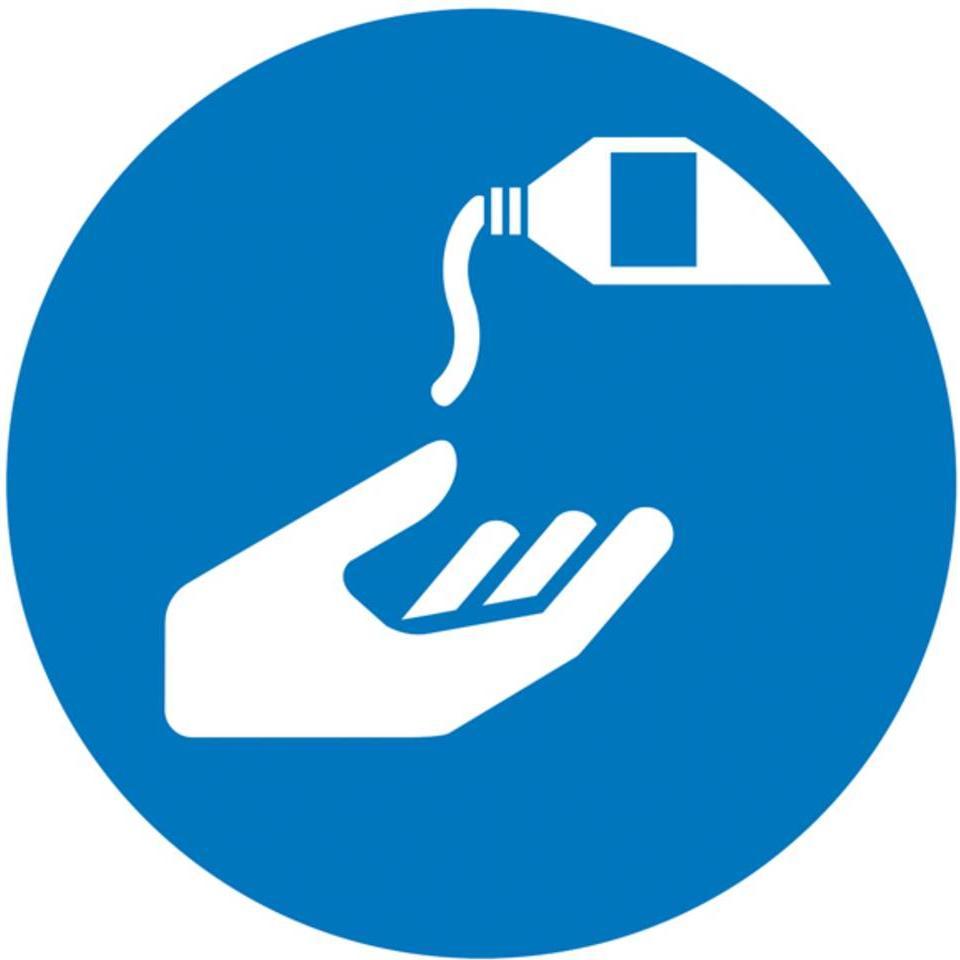 Wolk, Segnaletica di sicurezza, Gebotsschild Hautschutzmittel benutzen Folie selbstklebend O 200 mm