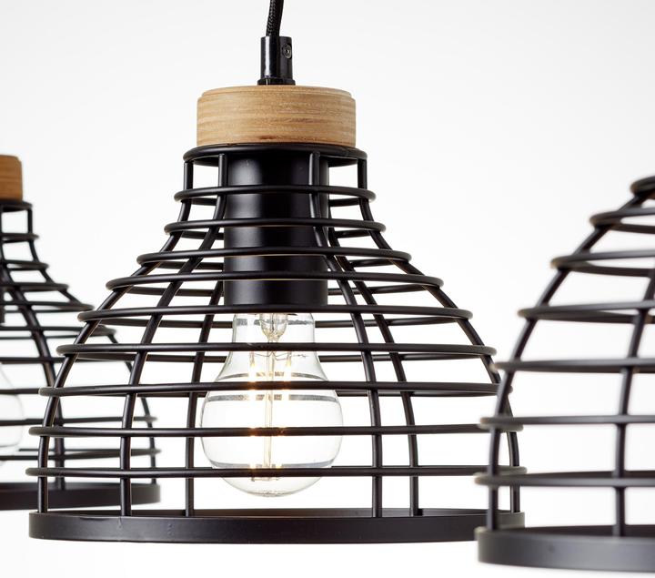 Actual product image Brilliant Avia pendant light 3 lights black/wood (E27)