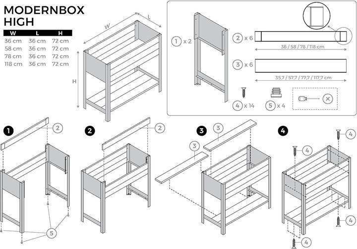 Actual product image Upyard ModernBox High Hochbeet aus