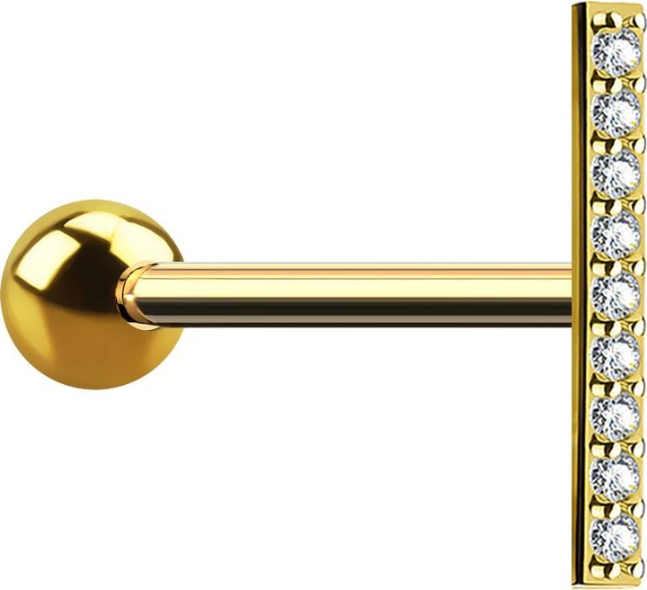 Immagine prodotto Star Piercing Micro Barbell 14k vergoldet Balken mit Kristall (Acciaio chirurgico 316L, Ottone)