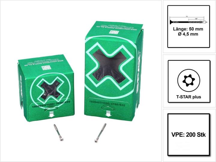 Actual product image Spax Façade Screw A2 Pan-Head Countersunk 8mm Fraes Ribs T-Star Plus T20 Fixing Thread 4cut (200 Screws per piece)