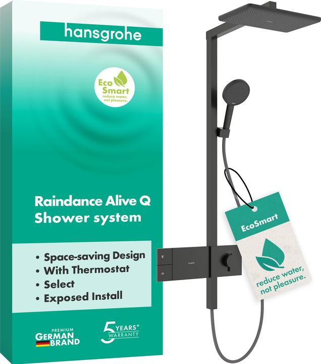 hansgrohe Raindance Alive Q système de douche 210/340 1jet EcoSmart avec ShowerSelect Comfort, 24581340