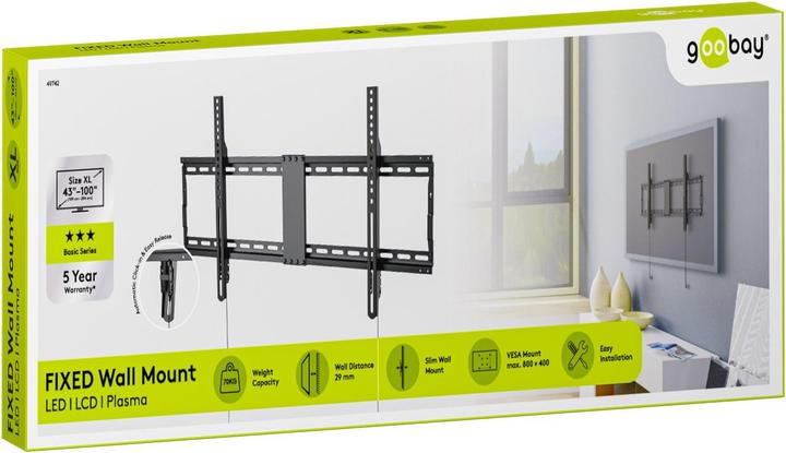 Actual product image Goobay Basic Fixed (Wall, 75 kg, 43" - 100")