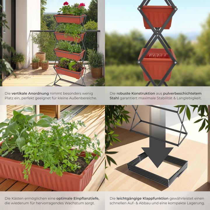 Image du produit tectake Jardinière verticale avec 4 bacs à fleurs