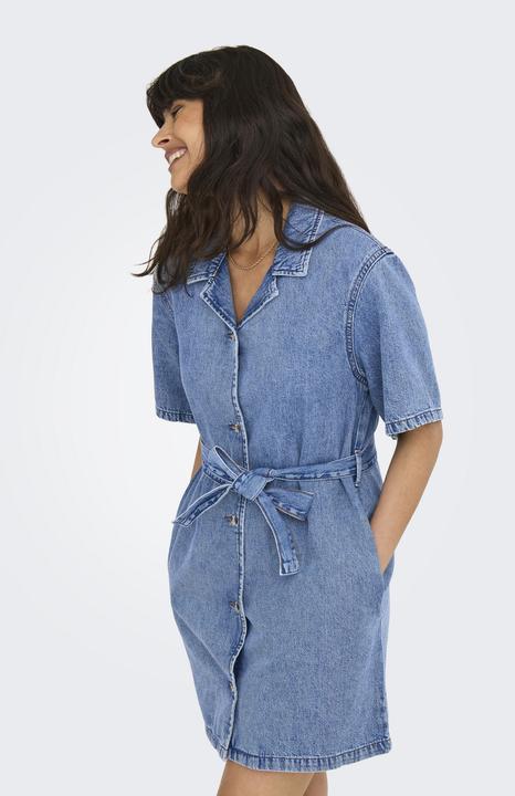 Immagine prodotto Only Normal geschnitten V-Ausschnitt Kastige Ärmel Kurzes Kleid Jeanskleid (L)