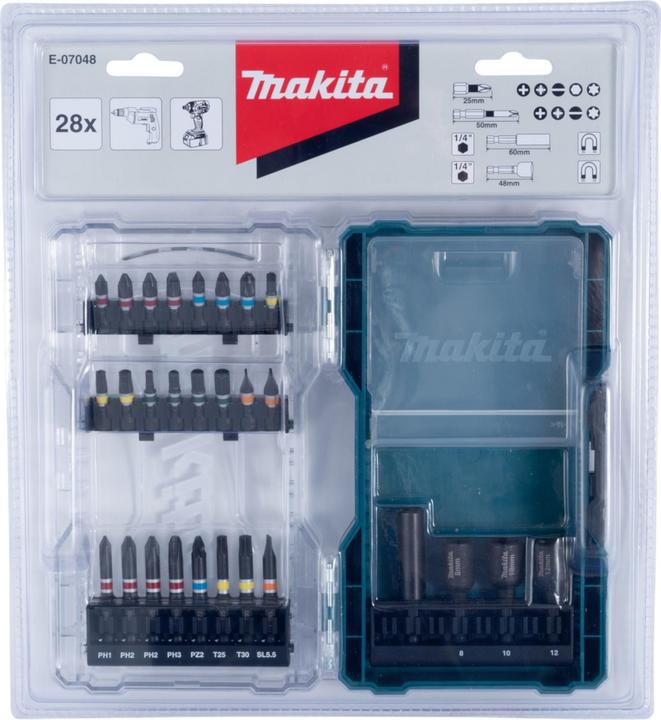 Productafbeelding Makita Bitset 28 st. (Cross Phillips PH, Inbus, Kruis Pozidriv PZ, Schroefgleuf, Zeskantbus TX)