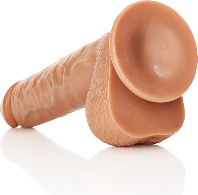 Actual product image RealRock Straight Realistic Dildo with Balls and Suction Cup - 10"/ 25,5 cm
