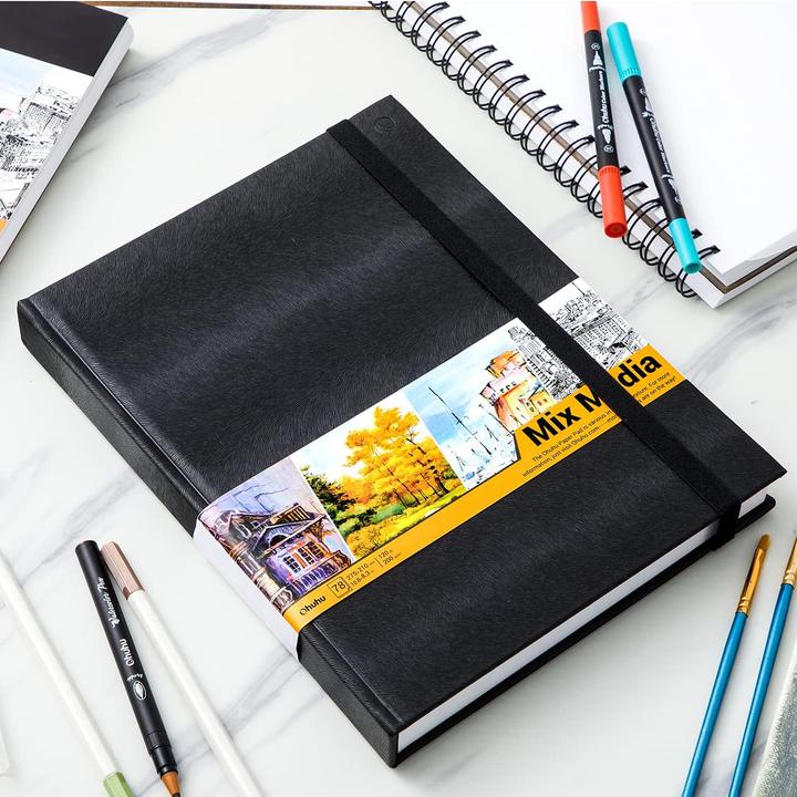 Image du produit Ohuhu Mix Media Kunst-Skizzenbuch, 78 Blatt, 27.5 x 21 cm (Blanc, Couverture souple)