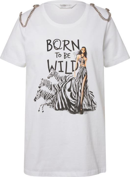 Actual product image Angel of Style Crew Neck Zebra Pattern T-Shirt with Half Sleeves with Decorative Chains (44)