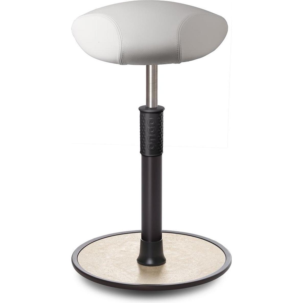 Ongo, Bürostuhl, Sitz- Stehhocker Free Tall Triangel Boxmark Leder Weiss schwarz /cremeweiss