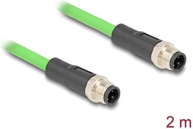 Actual product image Delock M12 cable D-coded 4 pin plug to plug PUR (TPU) 2 m (SF/UTP, 2 m)