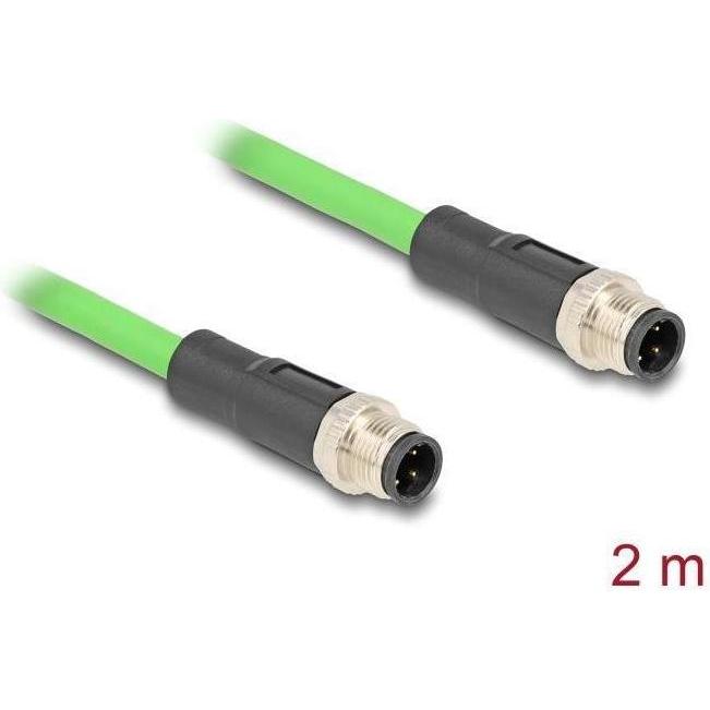 Thumbnail - Delock M12 Kabel D-kodiert 4 Pin Stecker zu Stecker PUR (TPU) 2 m (SF/UTP, 2 m), Netzwerkkabel