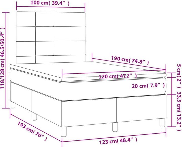 Produktbild vidaXL Boxspringbett (120 x 190 cm)