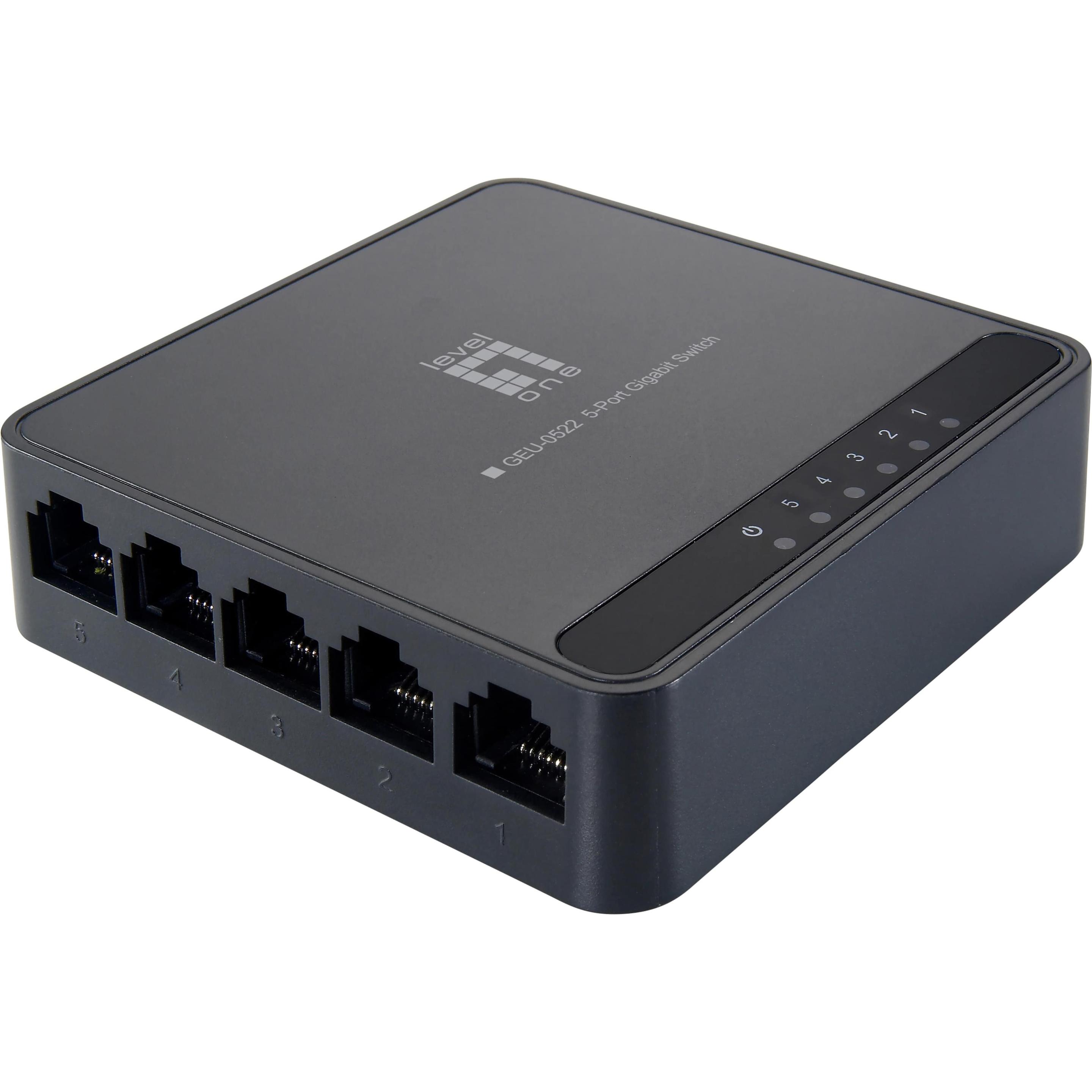 LevelOne GEU-0522: switch Gigabit a 5 porte (5 porte), Switch di rete, Nero