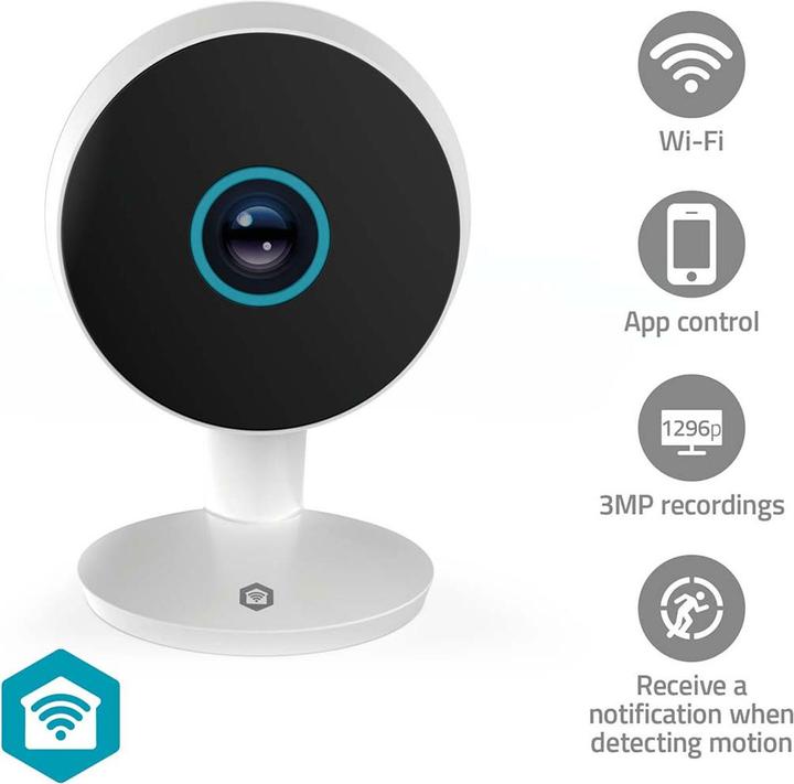 Produktbild Nedis SmartLife Innenkamera | Wi-Fi | 3MP Full HD 1296p | Cloud Storage (optional) / microSD (not en (2304 x 1296 Pixels)