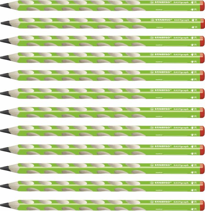 Produktbild STABILO Ergonomischer Dreikant-Bleistift für Rechtshänder - EASYgraph in grün - 12er Pack - Härtegra (3.15 mm, HB, 12x)