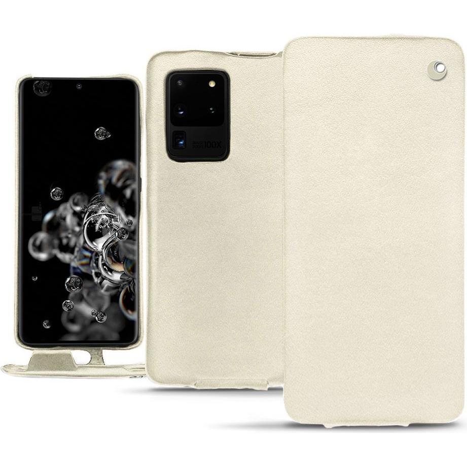 Noreve Lederschutzhülle vertikal (Samsung Galaxy S20 Ultra 5G), Smartphone Hülle, Weiss