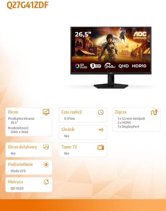 Produktbild AOC Q27G41ZDF (2560 x 1440 Pixel, 26.50")