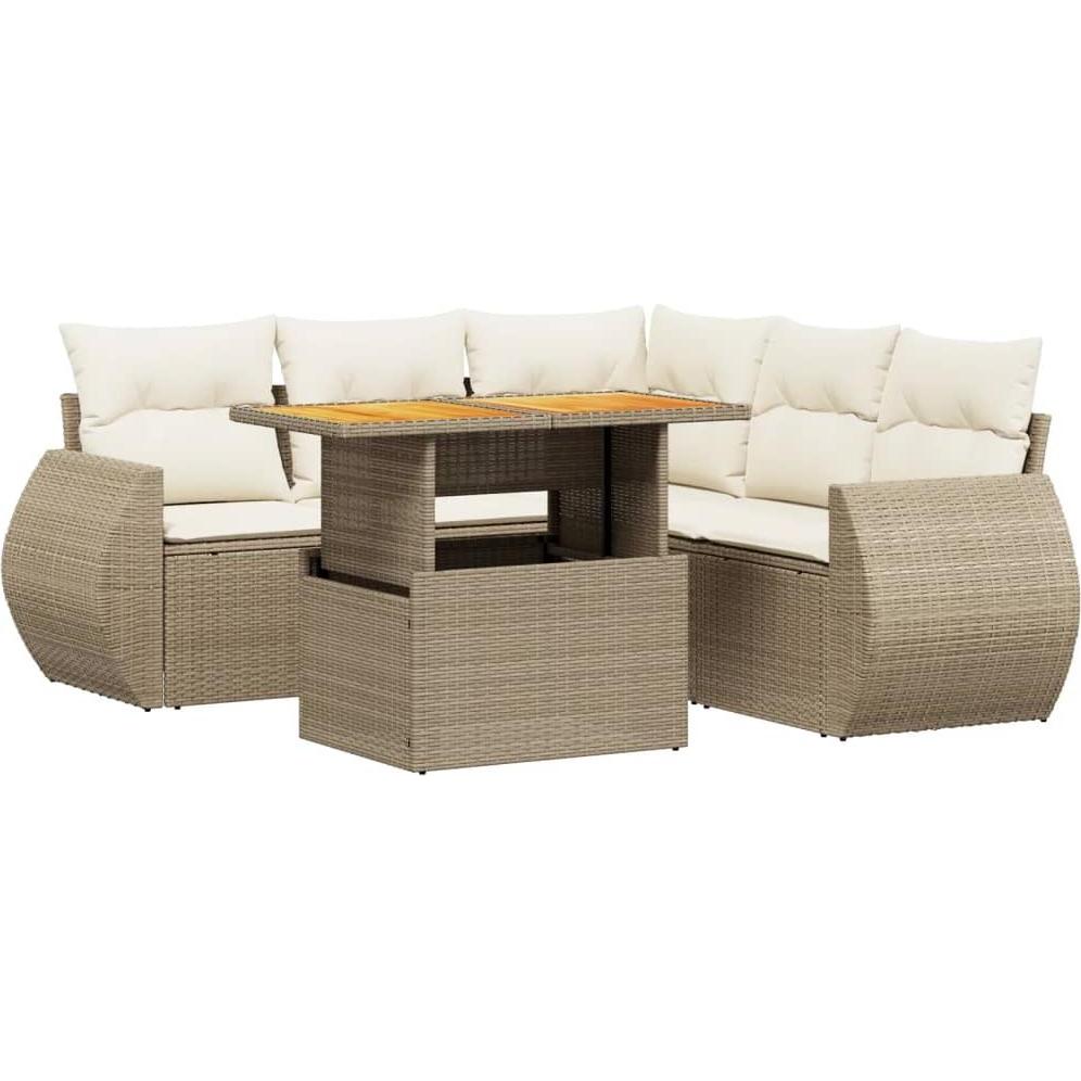 VidaXL, Gartenlounge, Gartenmöbel Sofa Garnitur Gartengarnitur Garten Sitzgruppe 6-tlg. Beige