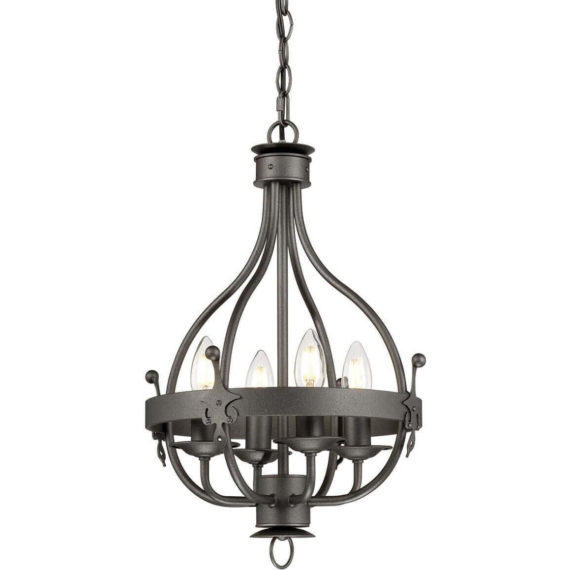 Elstead Lighting, Kronleuchter, Windsor Kronleuchter E14 4-fach Graphit, Made in UK (35.20 cm)