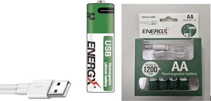 Champ Batterien Wiederaufladbare AA Lithium mit USB-C – 4er-Set (4 Stk., AA, 1200 mAh)