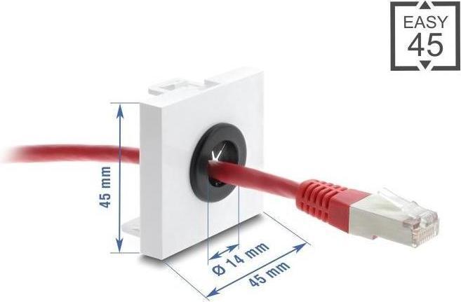 Immagine prodotto Delock Easy 45 Kabeldurchführung rund Ø 14 mm weiss / schwarz (Foro cavo, 4.50 cm)