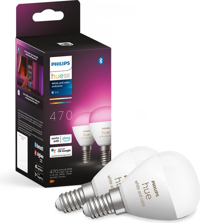 Image du produit Philips Hue Lustre d'ambiance blanc et couleur (E14, 470 lm, 2 x)