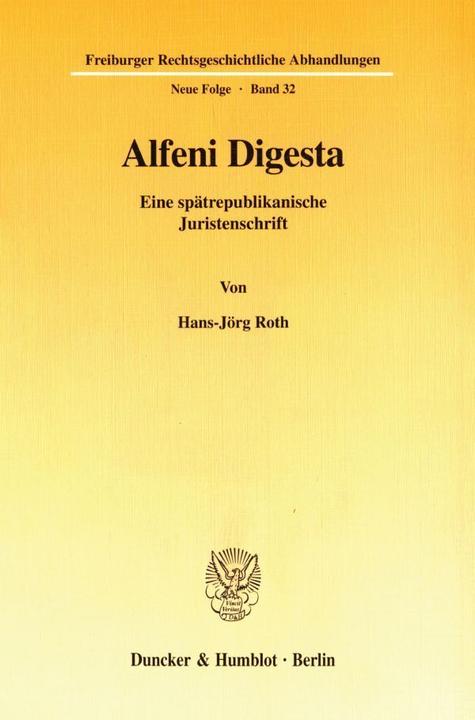 Produktbild Alfeni Digesta. (Deutsch, Hans-Jörg Roth, 1999)