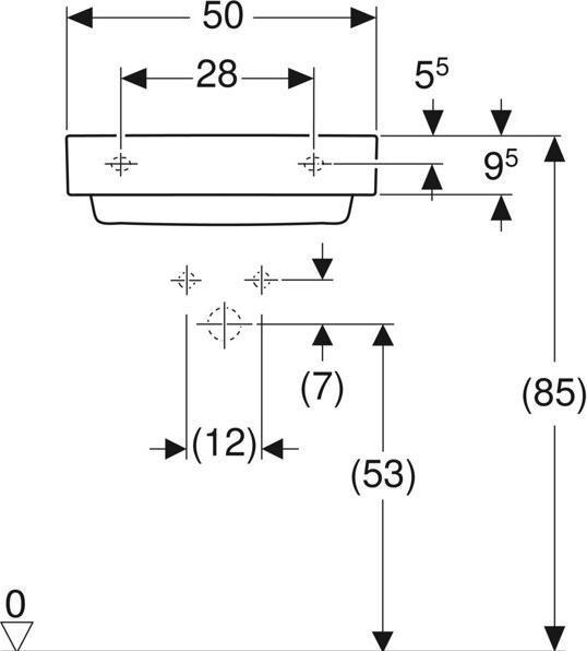 Actual product image Geberit ONE countertop washbasin, horizontal outlet, white, 50x15,4x42,5cm, 505.05 (425 mm, 500 mm)