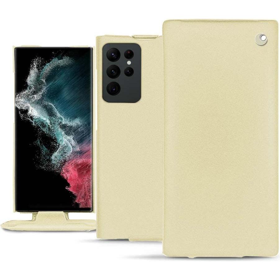 Noreve Lederschutzhülle vertikal (Samsung Galaxy S22 Ultra), Smartphone Hülle, Beige
