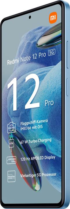 Image du produit Xiaomi Redmi Note 12 Pro 5G (128 Go, Bleu ciel, 6.67", Double SIM, 50 Mpx, 5G)