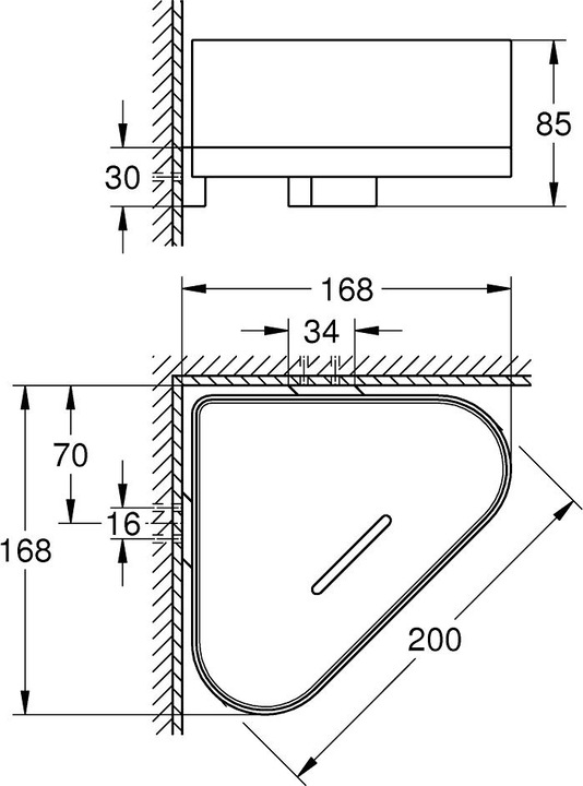 Produktbild Grohe Eck-Duschablage SELECTION mit Halterung hard graphite gebürstet