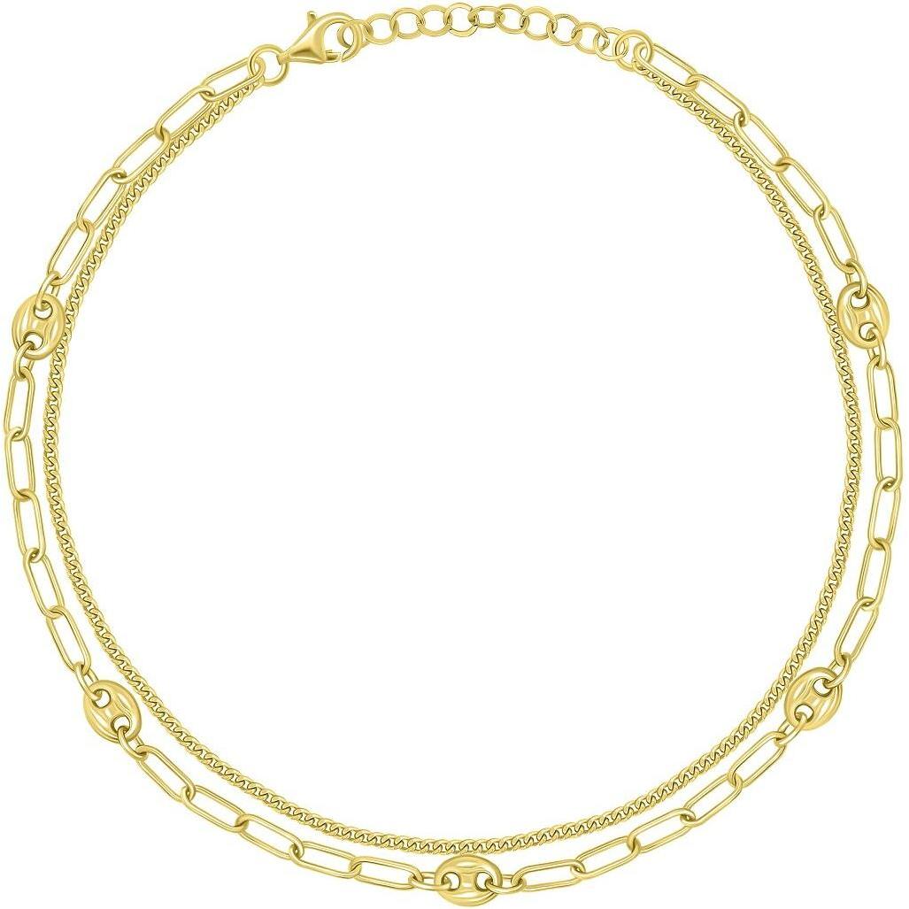 Brilio, Bracciale, Argento - ANK105Y Bracciale doppio piede placcato oro con zirconi, (Oro)