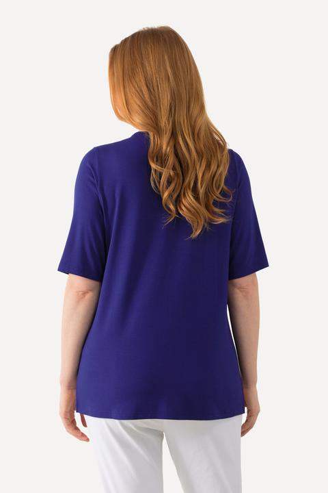 Image du produit Ulla Popken T-shirt doublé à l'avant, col V et manches courtes (58)