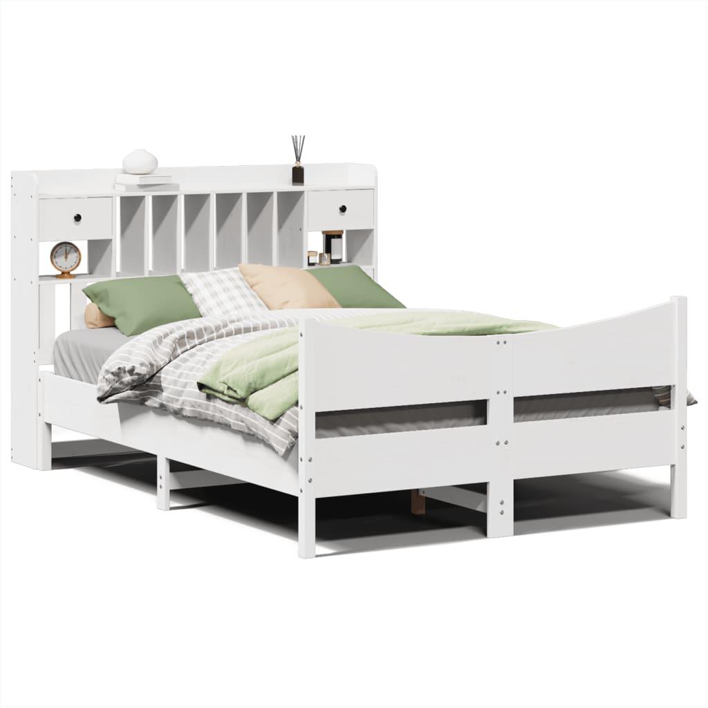 VidaXL, Bett, Massivholzbett Holzbett Bett Doppelbett Bettgestell Weiss 150x200cm Kiefer (150 x 200 cm)