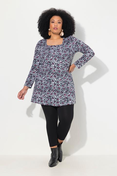 Produktbild Ulla Popken Longshirt, gemustert, A-Linie, Carree-Ausschnitt, Langarm (58)