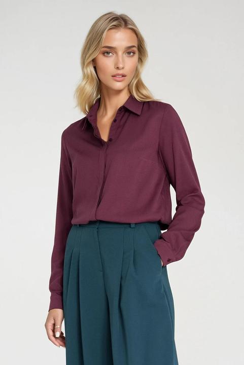 Actual product image Nife Blouse with hidden button placket for women (38)