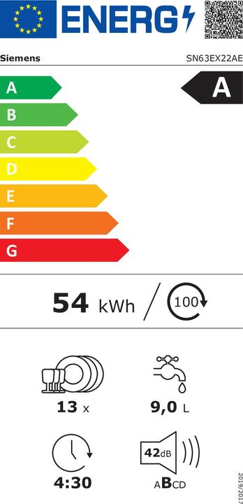 Label énergétique Siemens iQ300 SN63EX22AE