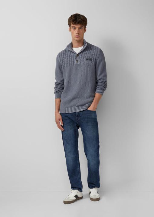 Produktbild s.Oliver Strickpullover Strukturmix-Troyer aus Baumwolle mit Garment Dye (S)