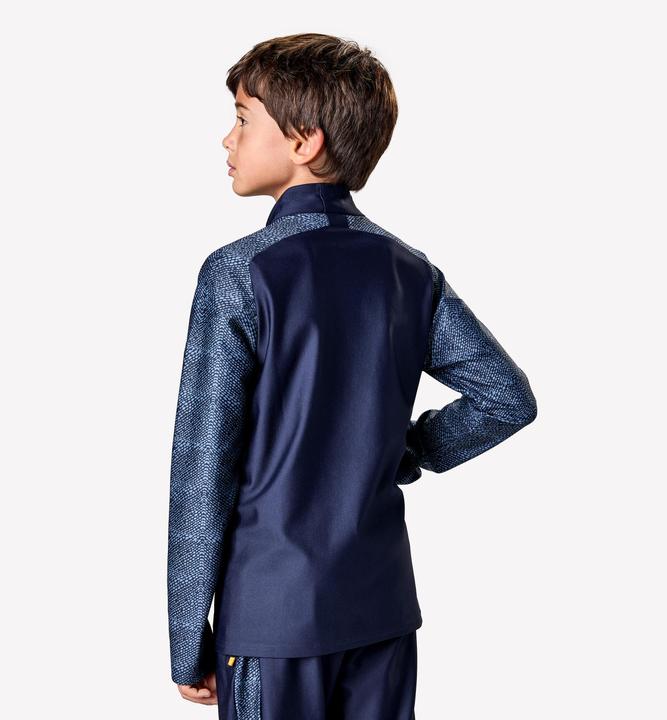 Produktbild Kipsta Kinder Fussball Sweatshirt 1/2 Zip - Viralto Roarr blau/marineblau/orange (122)