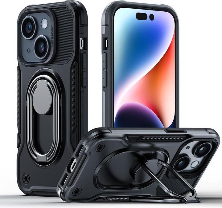 Image du produit Joyroom Dual Hinge case for iPhone 14 Plus armored case with a stand and a ring holder black (Apple iPhone 14 Plus)
