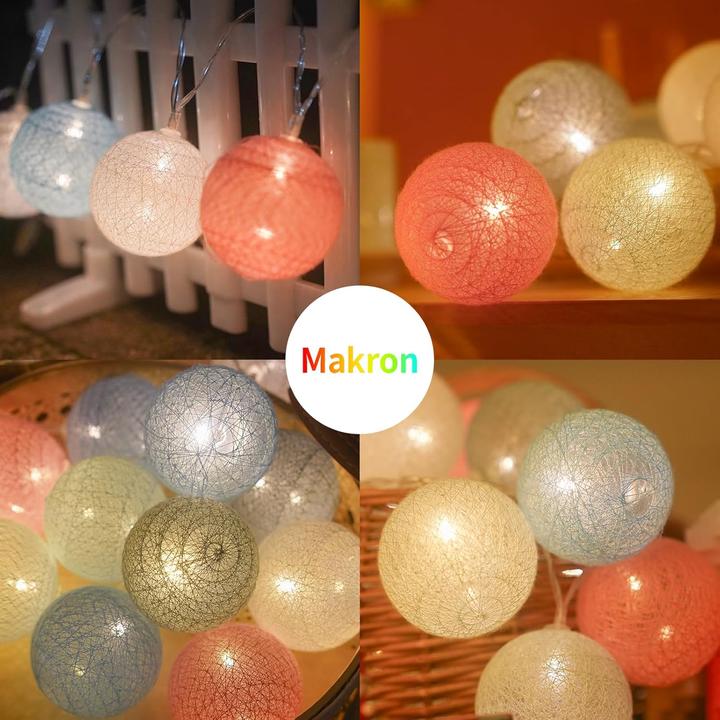 Actual product image Ciskotu Lichterkette Lampions 20 LED mit Cotton Balls (3.30 m)