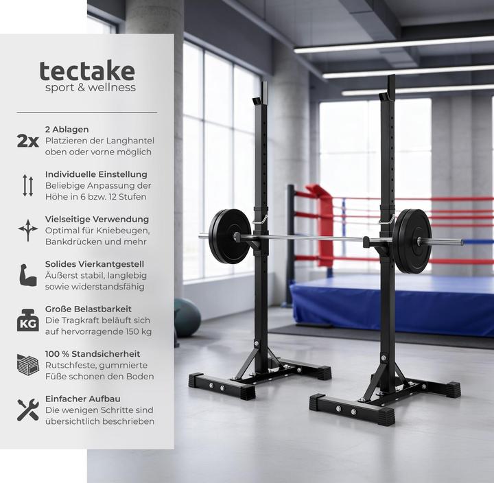 Actual product image tectake Barbell rack