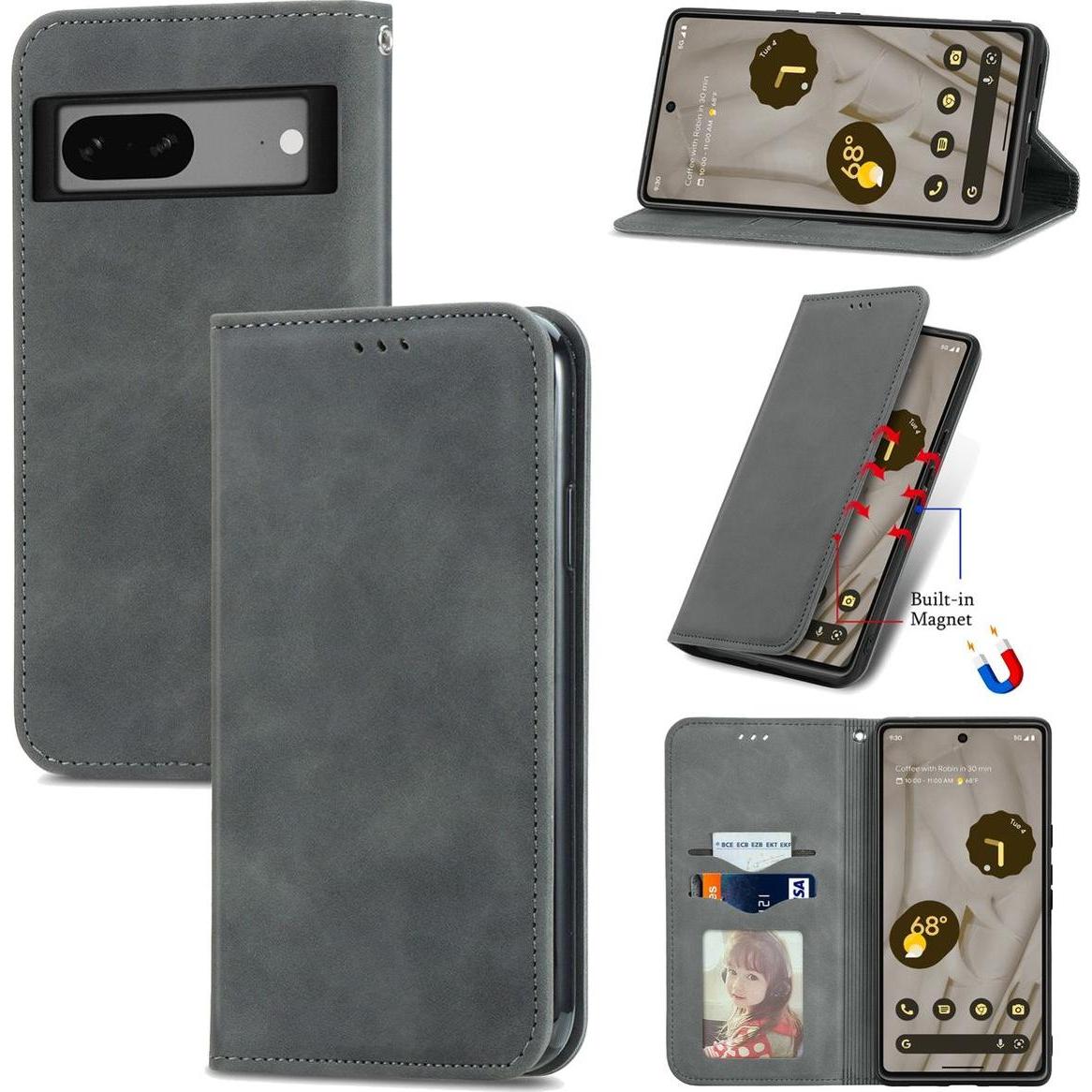 Thumbnail - König Design Hülle Handy Schutz für Google Pixel 7A Case Cover Klapp Tasche Wallet Etuis Neu (Google Pixel 7a), Smartpho...