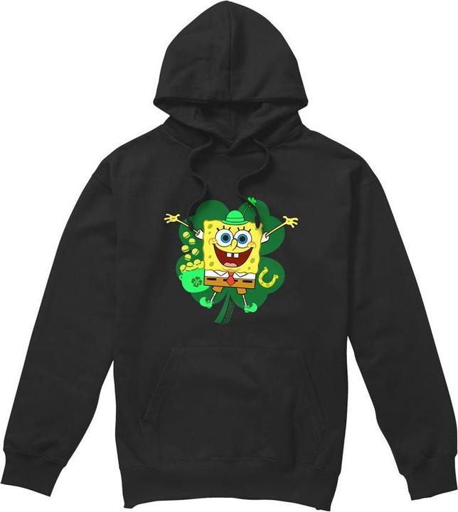 Actual product image Spongebob Squarepants Mens Spongey Four Leaf Clover St Patricks Day Hoodie (L)